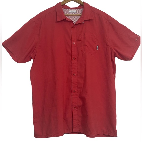 Columbia Red Casual Button Down Shirt Short Sleeves - Picture 1 of 15